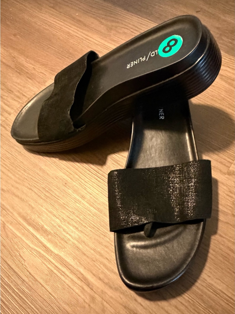 Donald J. Pliner Black Platform Slide Mules